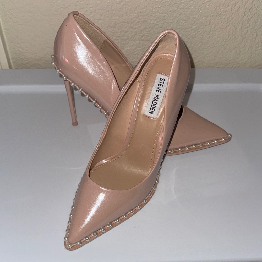 Steve Madden Blush Pearl-Embellished Heels
